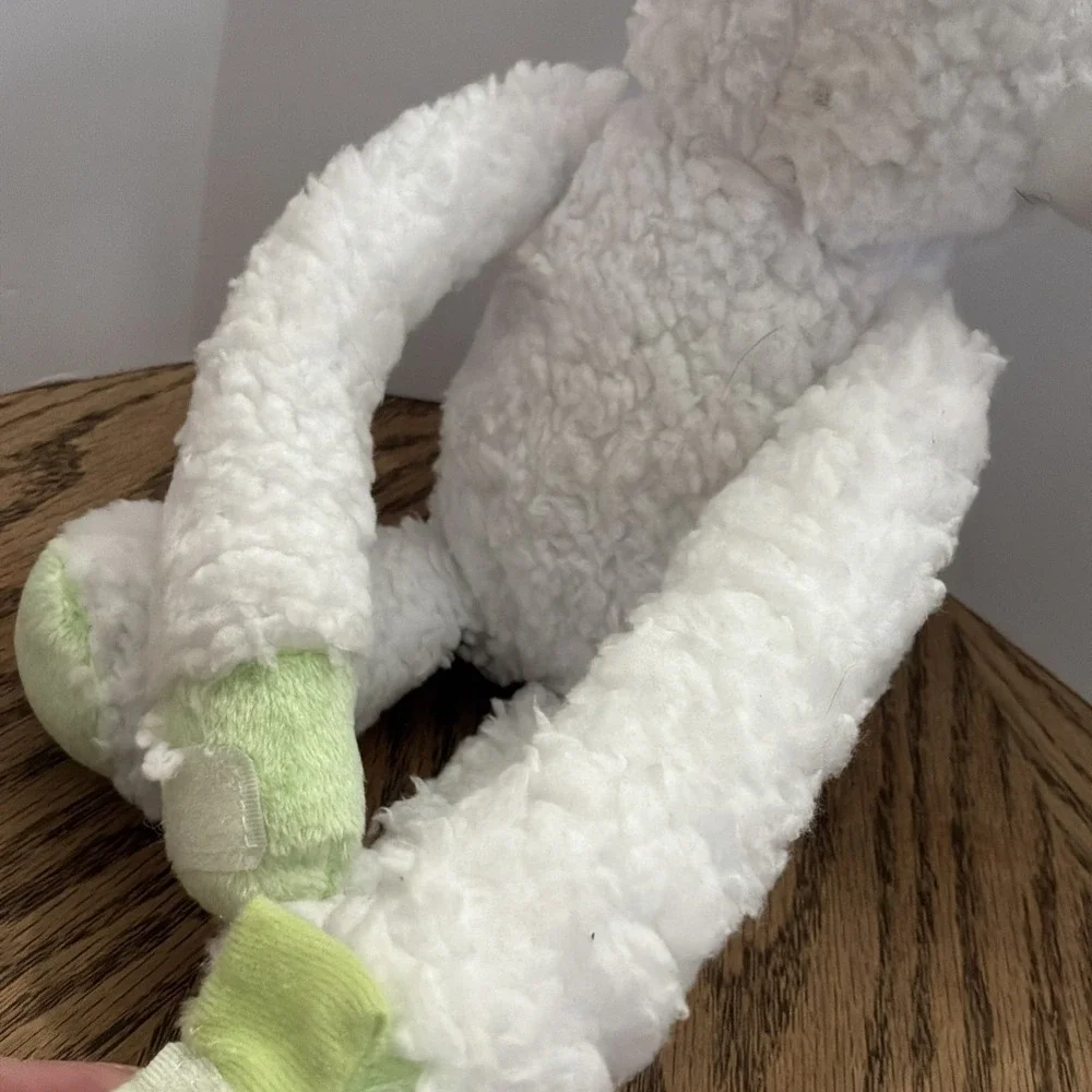 DMC‎ White Sherpa Lamb Plush Stuffed Animal Green Accents PA-17292 CN Long Limbs